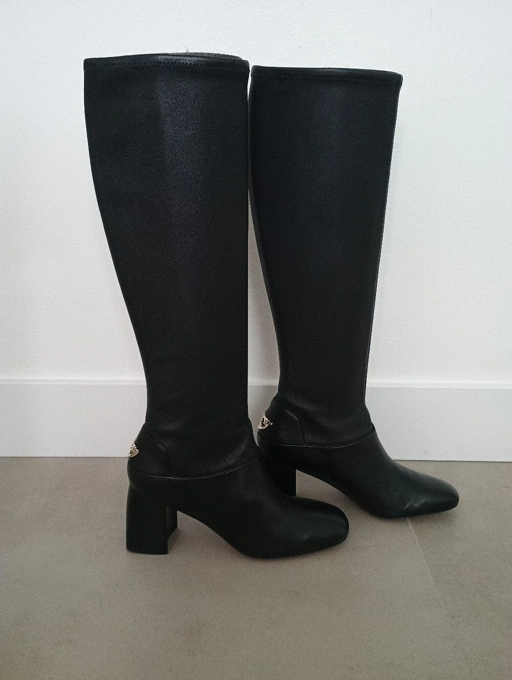 Tory Burch Sidney 70MM Stretch Nappa Leather Boots, Black Size 8 US